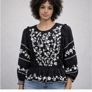 New! Calypso St.Barth Embroidered Romantic Boho Top Size Small